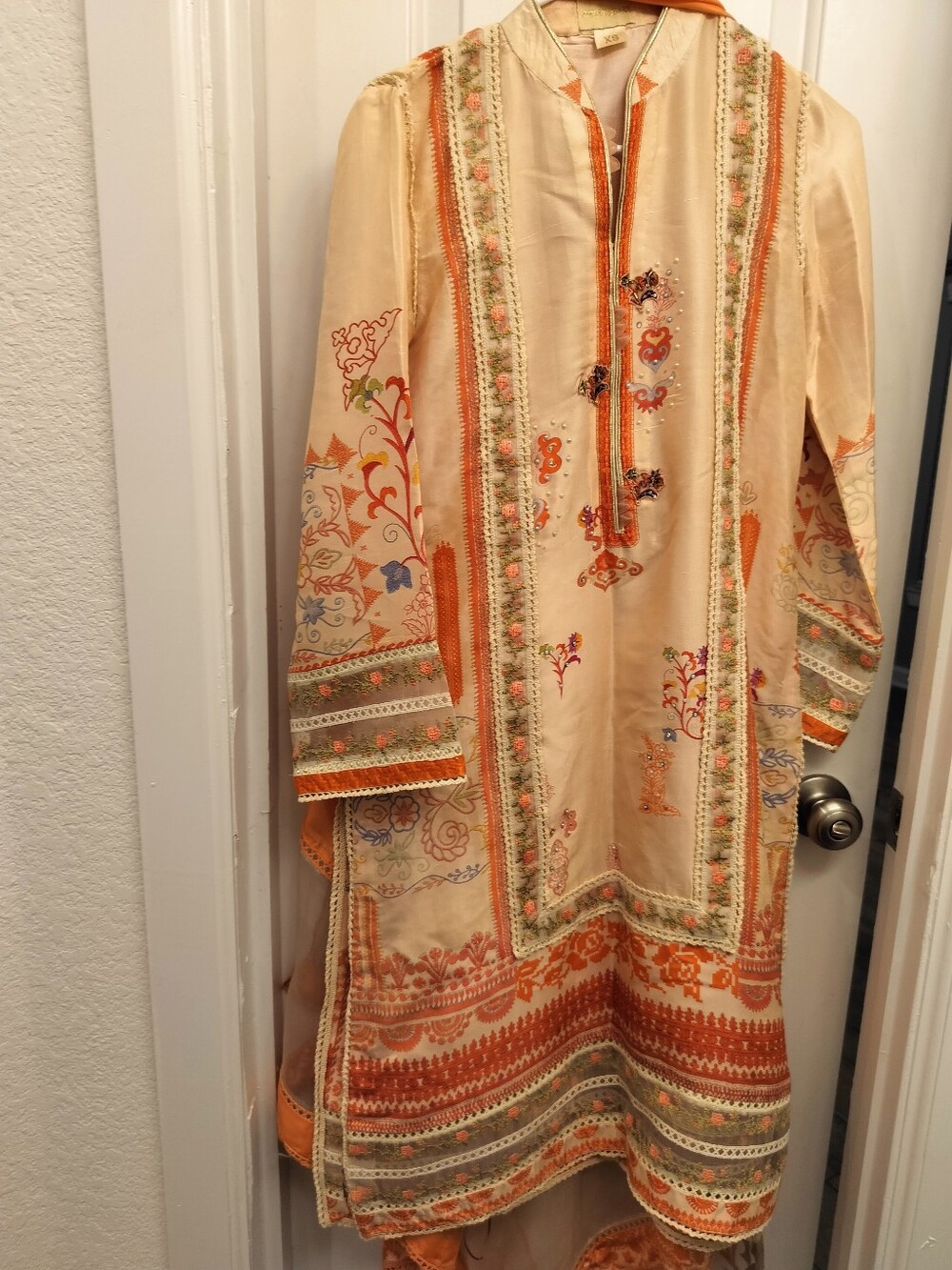 Farah Talib Embroidered Peach & Orange Semiformal 2 Piece